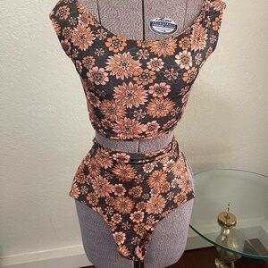 Dazey LA Floral Bikini in Black and Orange